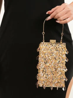 Glitter Beaded Cuboid Party Crossbody Bags