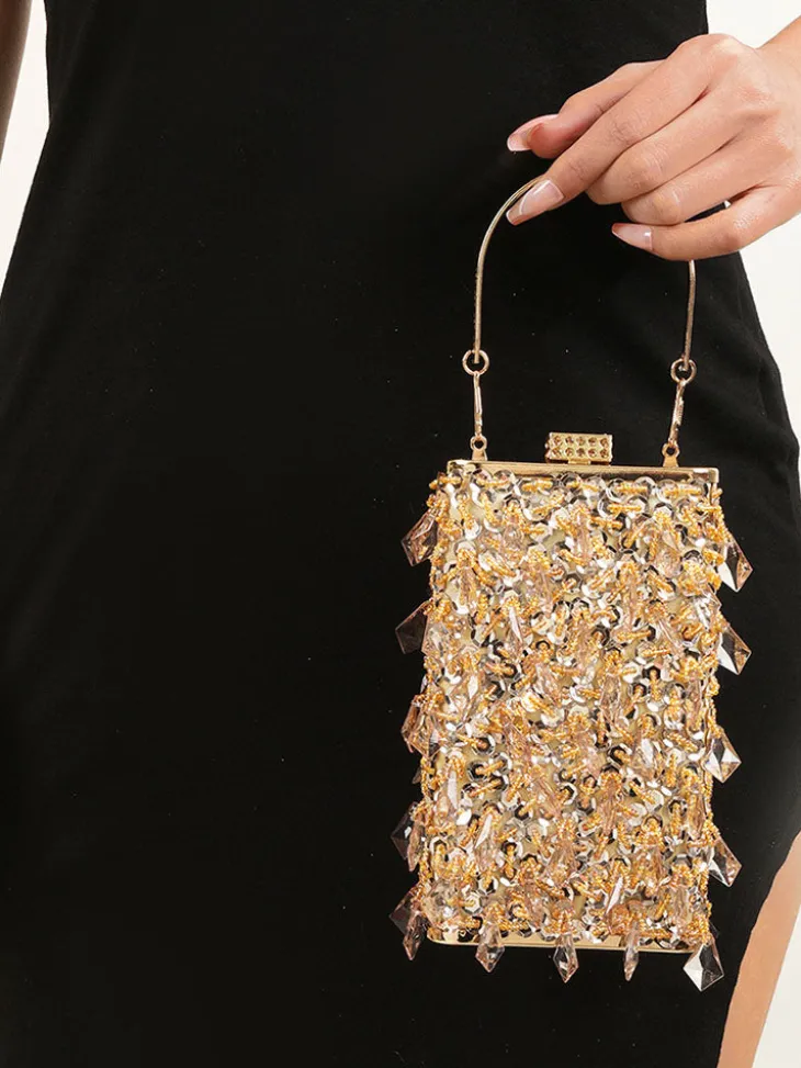 Glitter Beaded Cuboid Party Crossbody Bags