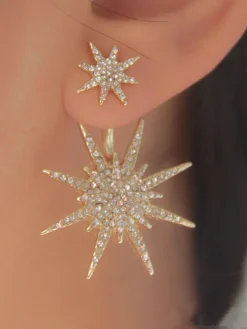 Glitter Rhinestone Snowflake Earrings