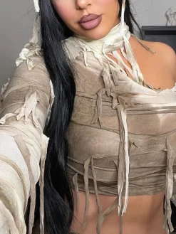 Halloween Fringe Crop Top Tie-Dye Set