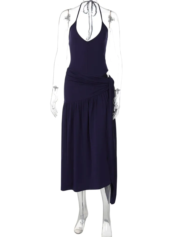 Halter Backless Maxi Skirt Set