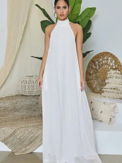 Halter Neck Sleeveless Backless Wide Leg Jumpsuit