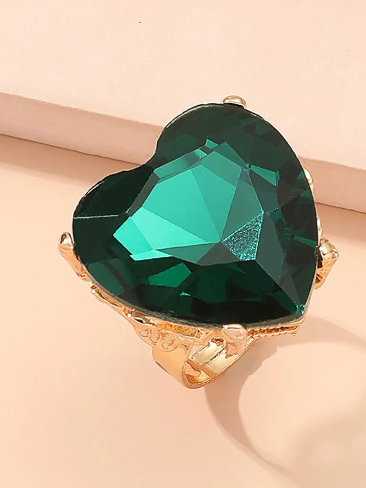 Heart Shape Retro Imitation Gemstone Ring