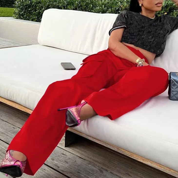 High Wasited Wide Leg Pants with Pockets