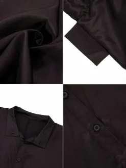 Irregular Loose Batwing Sleeve Silky Button-Up Blouse