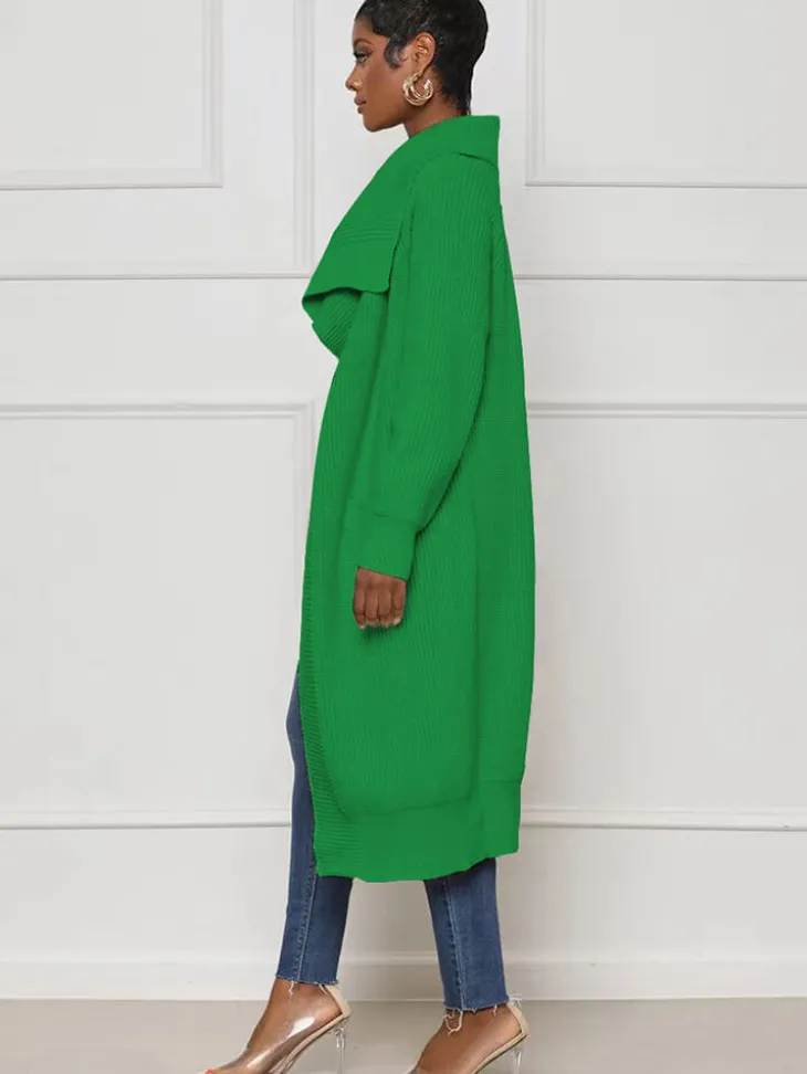 Knit Long Sleeve Solid Bodycon Cardigan