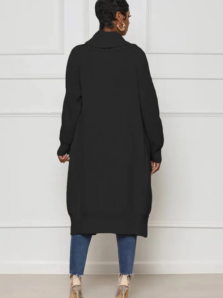 Knit Long Sleeve Solid Bodycon Cardigan