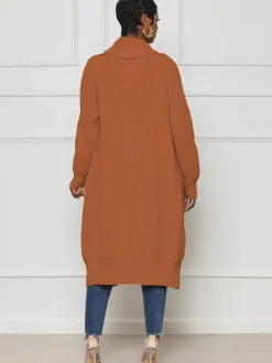 Knit Long Sleeve Solid Bodycon Cardigan