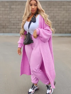 Knit Long Sleeves Open Front Cardigan