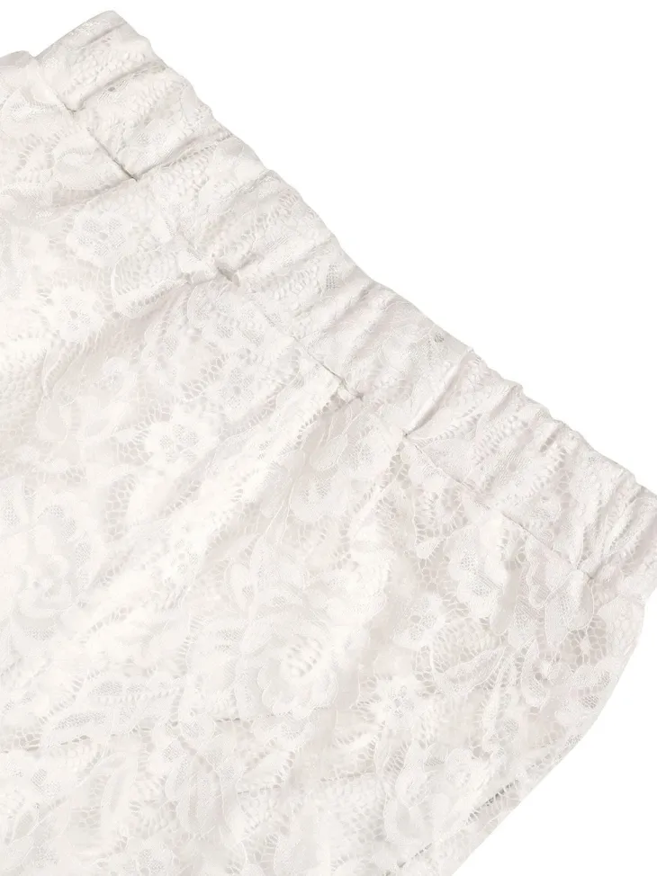 Lace Ruffle Trim Flared Pants