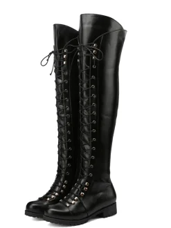 Lace-Up Over-the-Knee Riding Boots