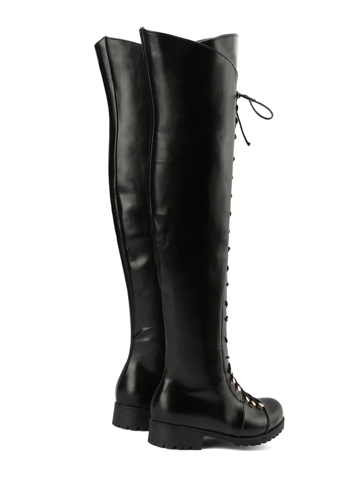 Lace-Up Over-the-Knee Riding Boots