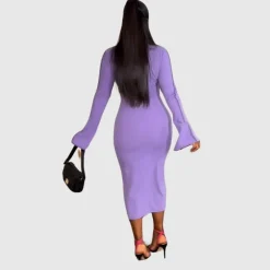 Lapel Bodycon Maxi Dress