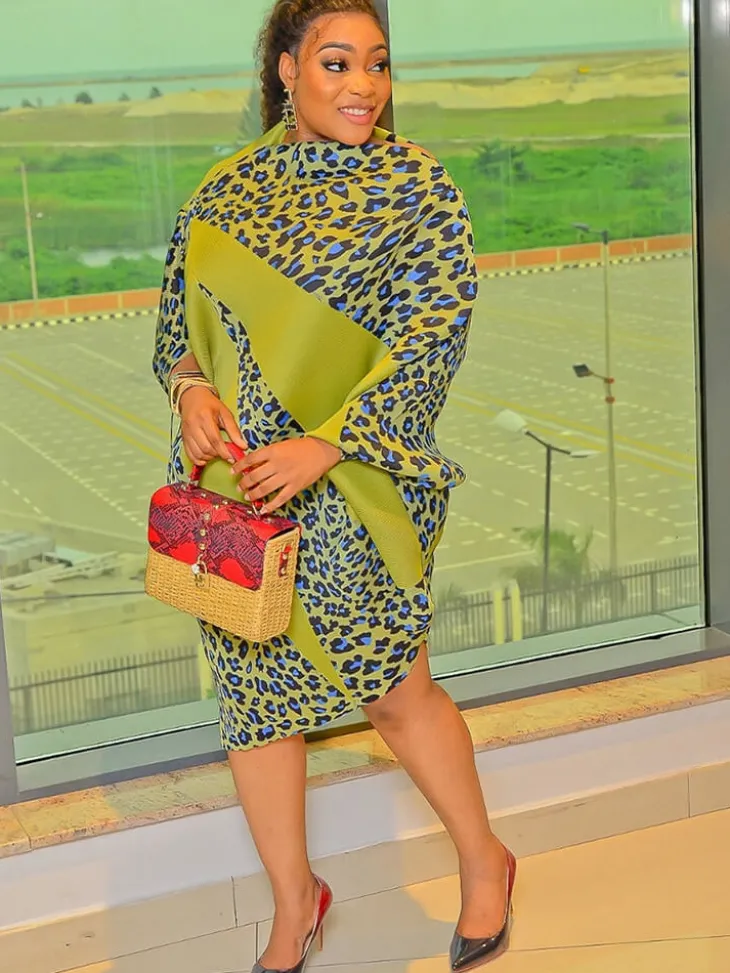 Long Sleeve Asymmetrical Leopard Print Mini Dress