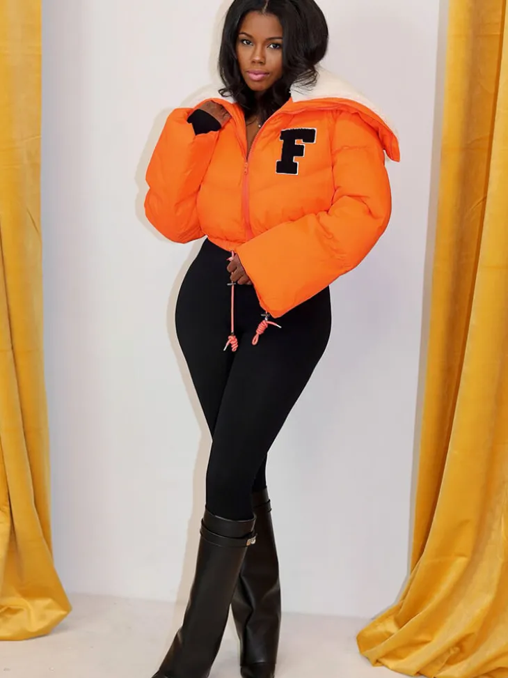 Long Sleeve Letter Print Short Jacket