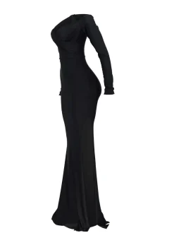 Long Sleeve Off Shoulder Split Maxi Dress