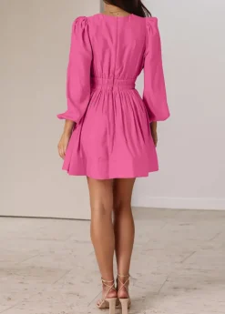 Long Sleeve V Neck Mini Dress