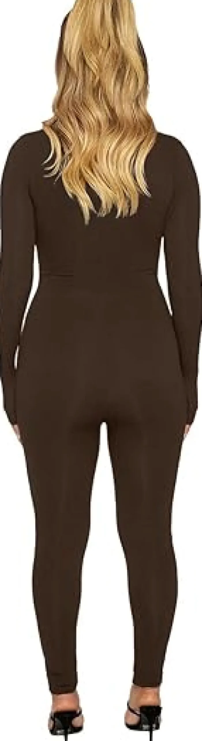 Long Sleeve Zipper Bodycon Solid Color Jumpsuit