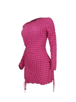 Long Sleeves Cut-Out Bubble Mini Dress