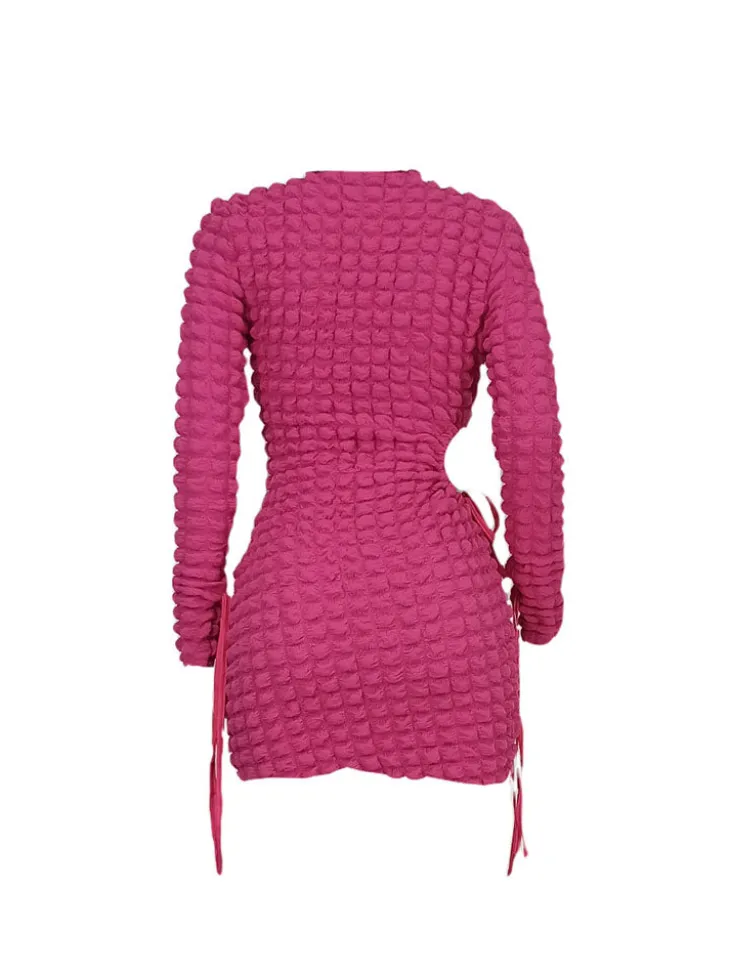 Long Sleeves Cut-Out Bubble Mini Dress