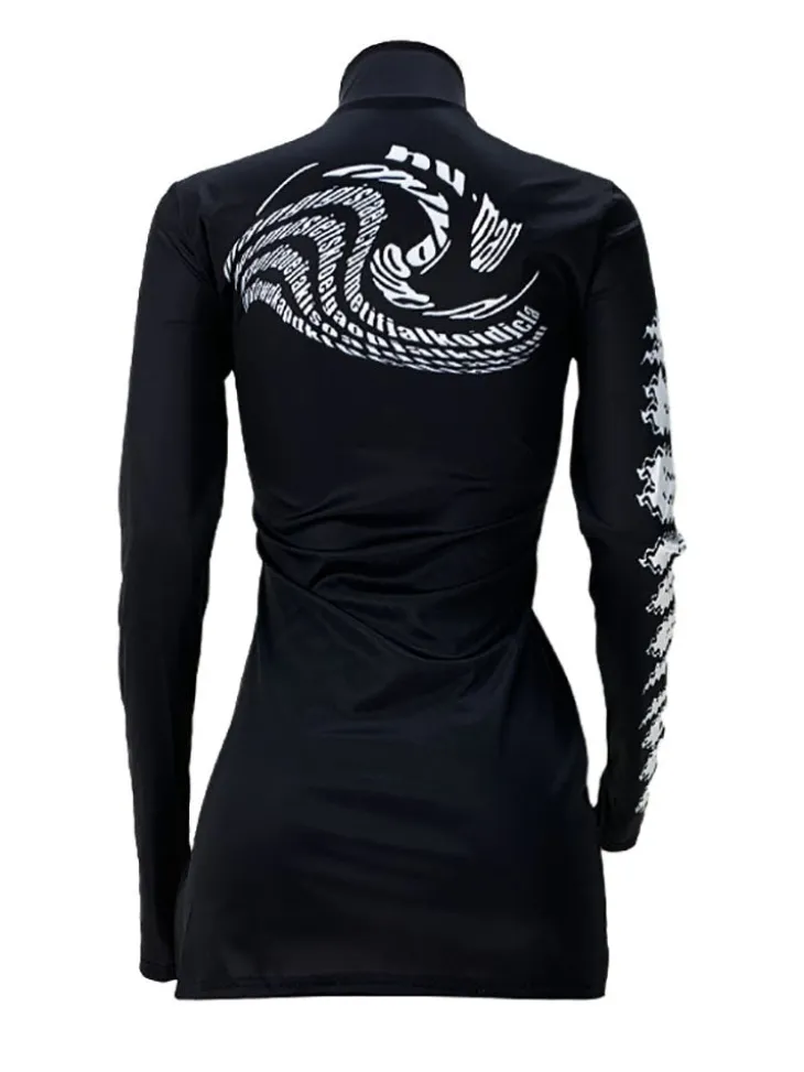 Long Sleeves Print Side Split Mini Dress