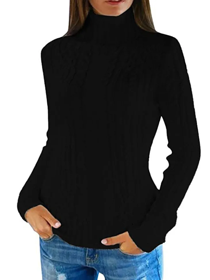 Long Sleeves Turtleneck Knit Sweaters