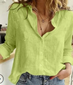 Loose Fit Long Sleeve Linen Shirt