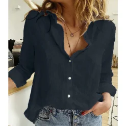 Loose Fit Long Sleeve Linen Shirt