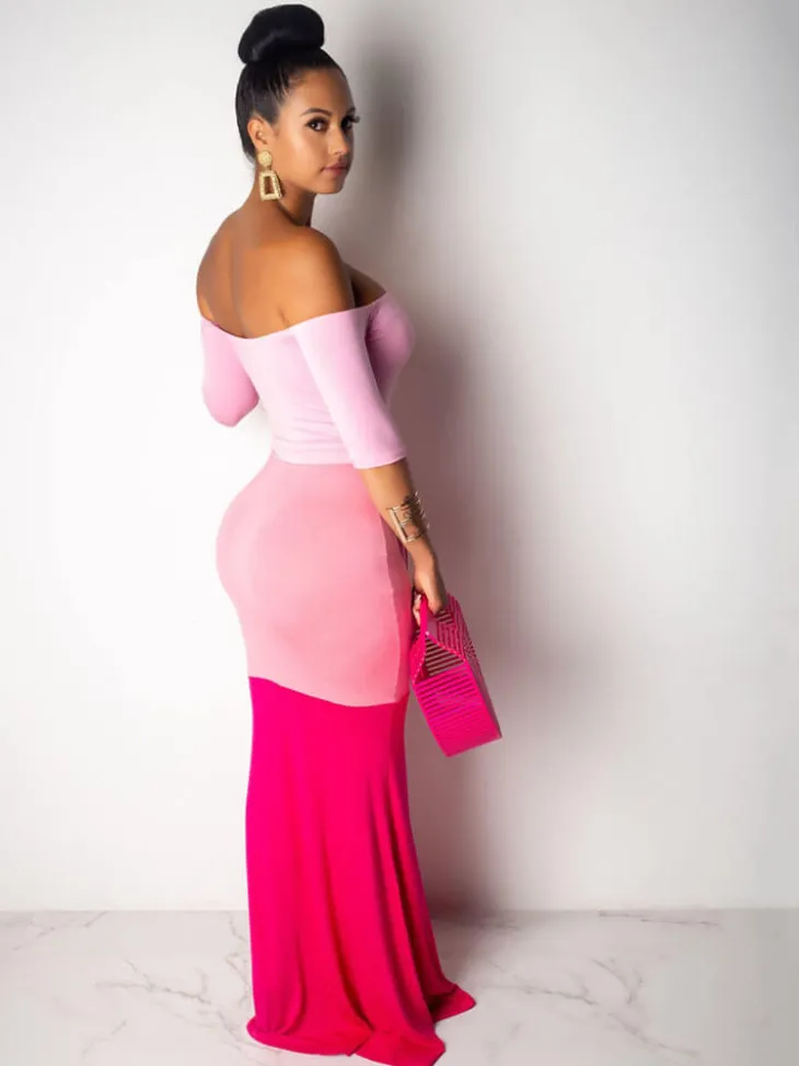 Mermaid Color Block Maxi Dress