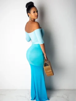 Mermaid Color Block Maxi Dress