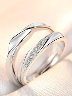Minimalist Couple Plain Rings