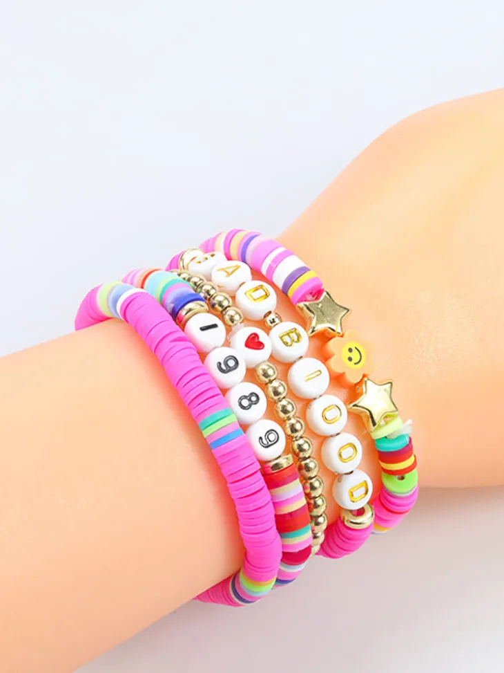 Multicolor Letter Bead Bracelet Polymer Clay Set