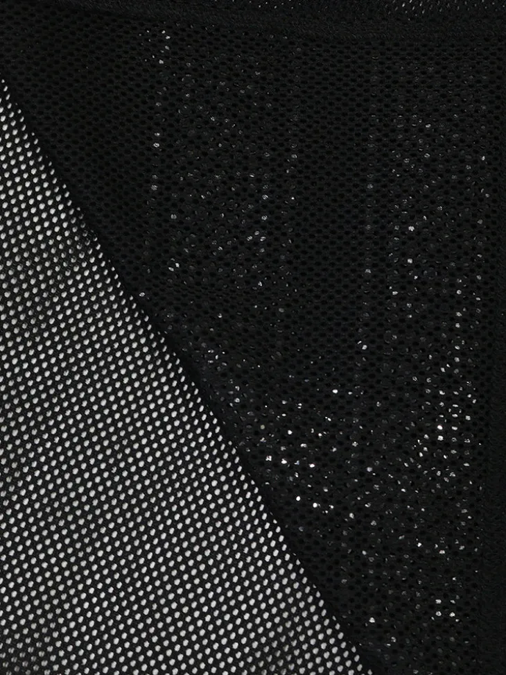 Number Graphic Rhinestone Mesh T-Shirt Dress