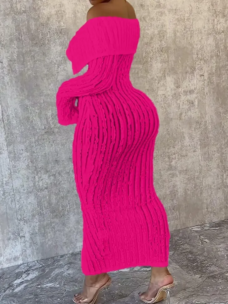 Off Shoulder Down Slit Bodycon Dress
