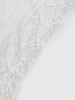 Off Shoulder Lace Asymmetric Ruffle Dress