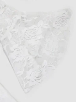 Off Shoulder Lace Asymmetric Ruffle Dress