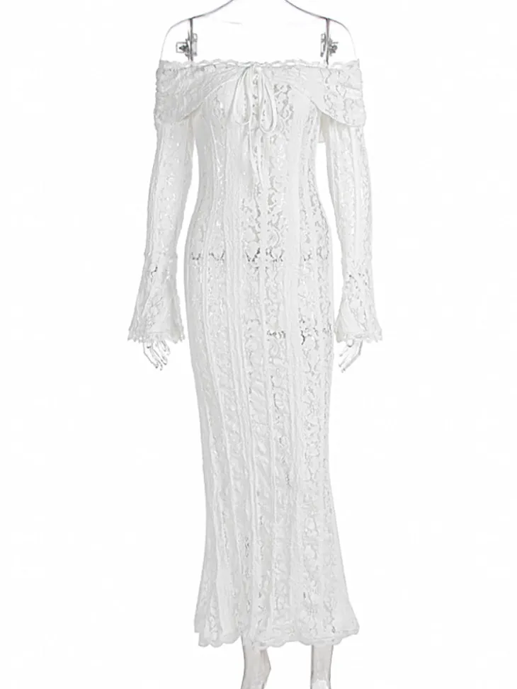 Off Shoulder Lace Maxi Dress