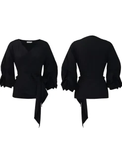 Off-Shoulder Puff Sleeve V-Neck Blouse