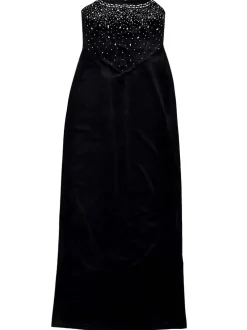 Off-Shoulder Slit Rhinestone Bodycon Dress