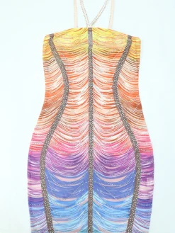 Ombre Color Tassel Rhinestone Mini Dress