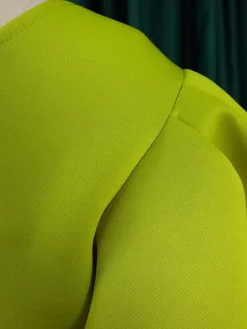 One Shoulder Puff Sleeve Ruffle Slit Dress