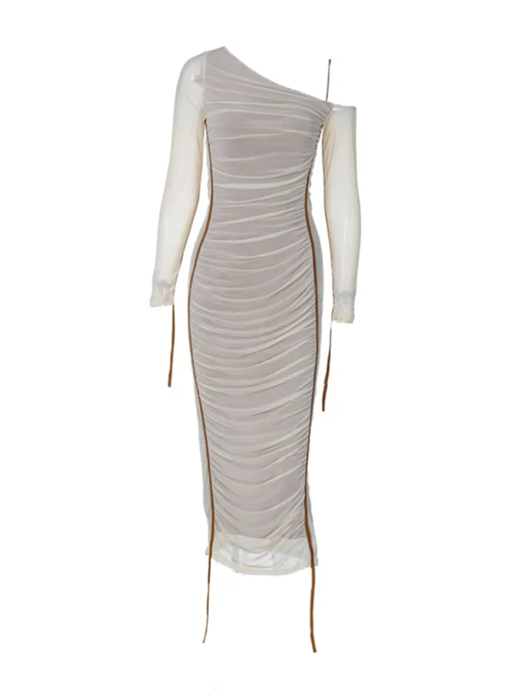 One Shoulder Ruched Maxi Dress