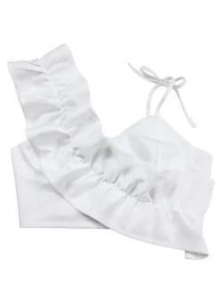 One-Shoulder Ruffle Pleated Pants Set