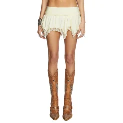 Patchwork Lace Ruffle Pleated Mini Skirt