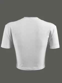 Patchwork Star Cropped Round Neck T-Shirt