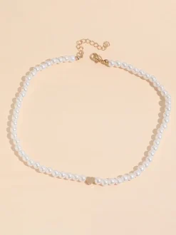 Pearl Heart Pendant Collar Necklace