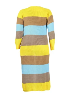 Plus Size Color Block Long Sleeve Sweater Cardigan