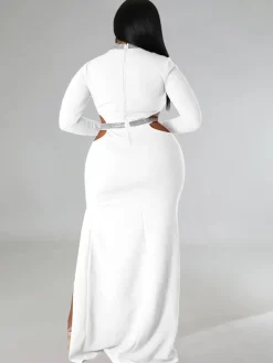 Plus Size Cut Out Split Maxi Dresees