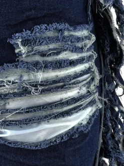 Plus Size Fringe Ripped Cutout Denim Jeans