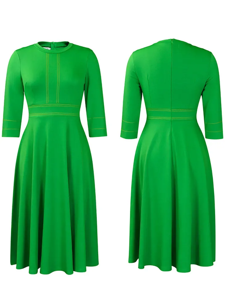Plus Size Half Sleeve Stand Collar Dress